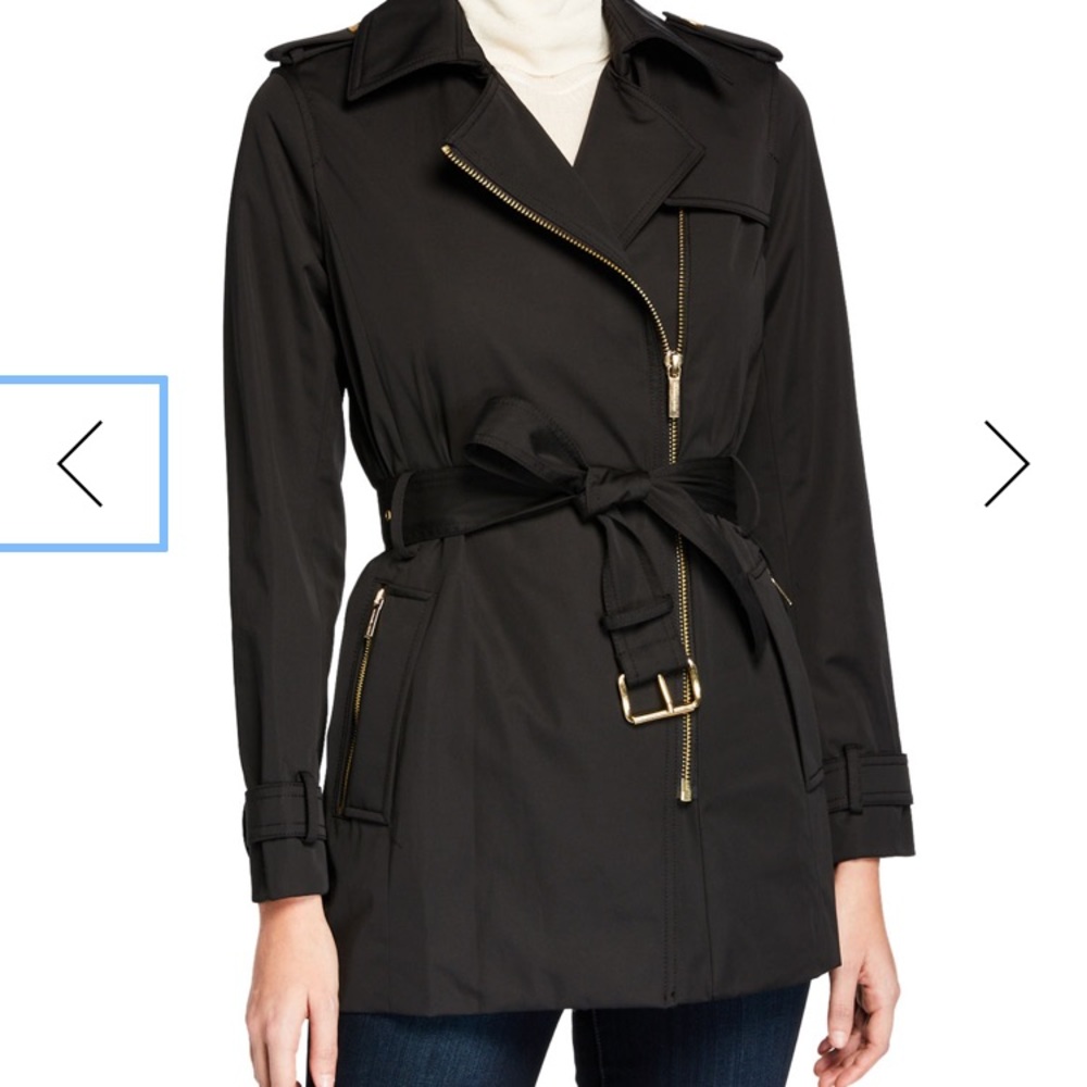 Michael Kors Trench Coat Crosszip ZIP W/ Rain Hood